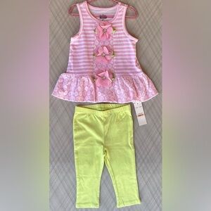 Kids Headquarters - Sleeveless floral Peplum Top w/Capri pant Set (Size 2T) NWT